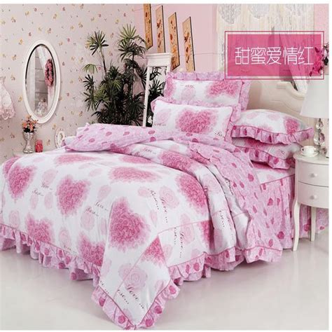 2017 Bedding Set Queen Pink 4pcs Princess Romantic Country Style