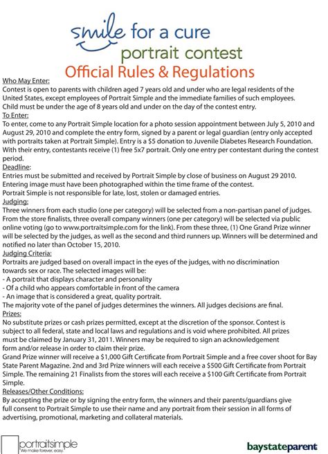 Contest Rules And Regulations Template Free Printable Documents
