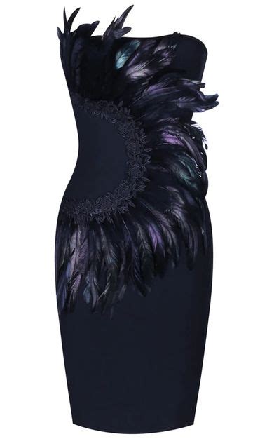 Bandeau Feather Dress Black In 2020 Black Feather Dress Black Party