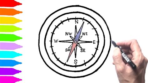 How To Draw A Compass Step By Step Compass Drawing Lesson Youtube