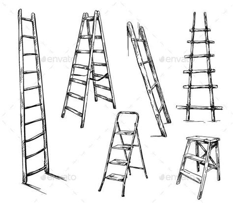 Ladders Drawing Vector Illustrationdrawing Illustration Ladders