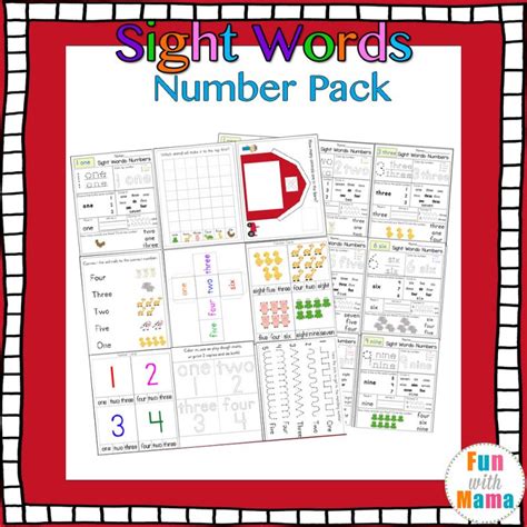 Sight Words Numbers Activity Pack Fun With Mama Shop