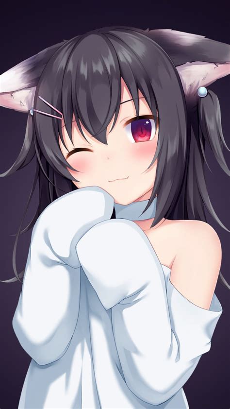 Anime Cat Girls With Black Hair And Blue Eyes Anime Girl