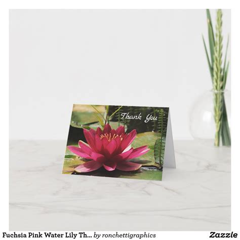 Fuchsia Pink Water Lily Thank You Card Zazzle Thank You Cards