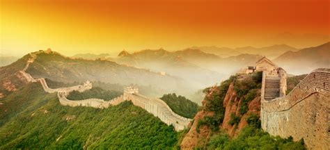 Sunset At Great Wall China Free Desktop Wallpaper 旅行ツアー