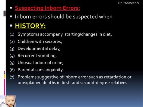 approach to inborn errors of metabolism dr padmesh