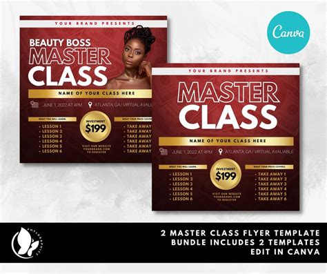 Diy Master Class Flyer Canva Template Red Flyer Money Flyer Design Resources Business