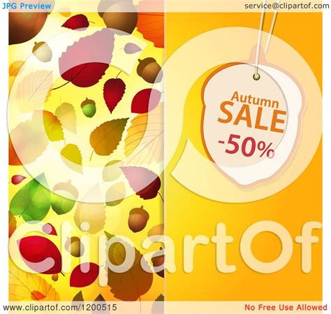 Clipart of an Acorn Shaped Autumn Sale Discount Tag over a Panel with ...