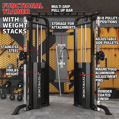 Syedee Functional Trainer Cable Machine 2000lbs Cable Crossover