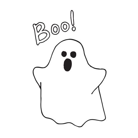 Vector Illustration In Doodle Style Small Ghost Simple Drawing On The