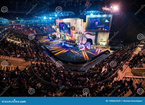 Big Esports Event Video Games Fan On A Tribune At Tournament S Arena