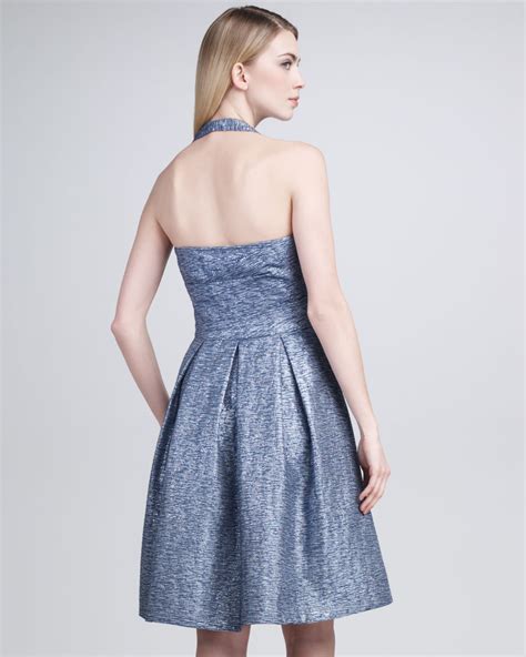 Lyst David Meister Halter Top Cocktail Dress In Blue