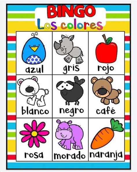 Bingo Para Trabajar Los Colorespage 0008 Orientación Andújar