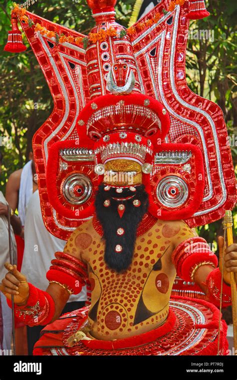 Theyyam Festival North Malabar Kannur Kerala India God With Colourful
