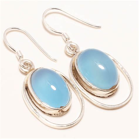 925 Solid Sterling Silver New Beautiful Sky Blue Gemstone Earring