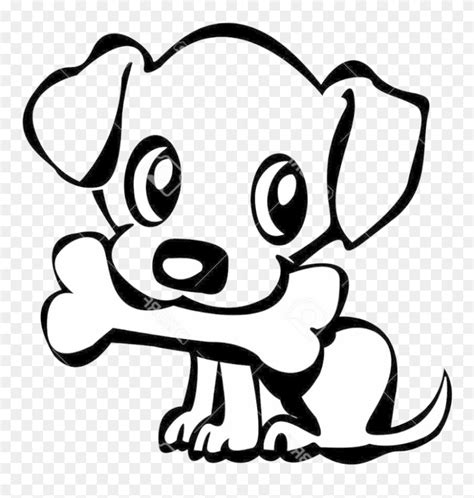 Dog Clipart Easy Dog With Bone Drawing Png Download 5378948