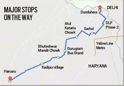 New Gurgaon Bus Service Route To The Touch Key Stops Tech Potential Hub