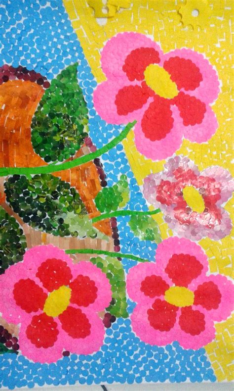 20 Gambar Mozaik Bunga Dari Kertas Warna Gambar Bunga Indah