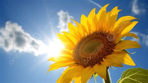 Sunflower In Rays Of Sunlight In The Sunlight Background Sunny Day