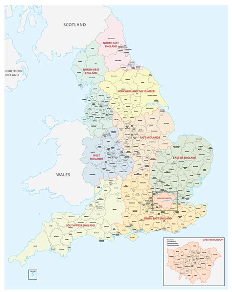England On World Map Political Map Of England Administrative