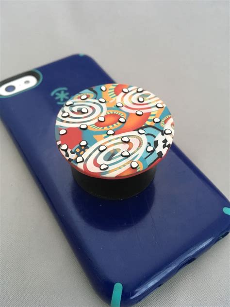 Polymer Clay Collaged Phone Holder Pop Up Phone Grip Cell Etsy