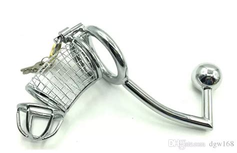 Anal Plug Lock Male Metal Steel Chastity Device Cage Cock Penis 3