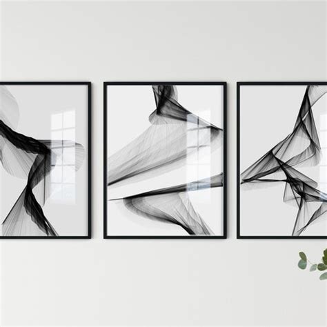 Grey And White Abstract Art Set Of 3 Abstract Prints Set Of 3 Etsy