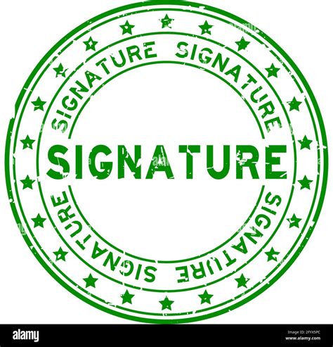 Grunge Green Signature Word Round Rubber Seal Stamp On White Background