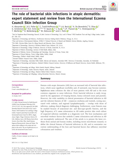 Pdf The Role Of Bacterial Skin Infections In Atopic Dermatitis