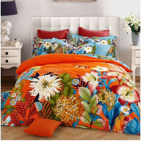 100 Cotton Sanding Printed Flower Bedding Set Wedding Bed Sheet Set