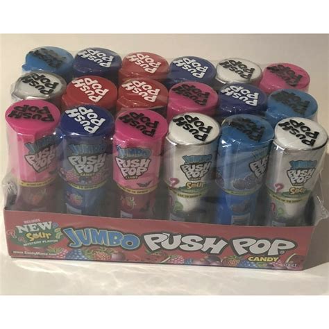 Jumbo Push Pops Candy By Topps Fruit Flavors 18 Count Box Bulk Pushpop