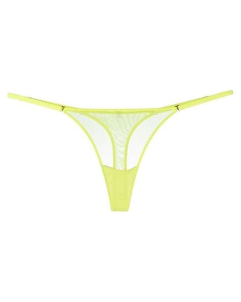Maison Close Low Rise Sheer Thong In Yellow Lyst