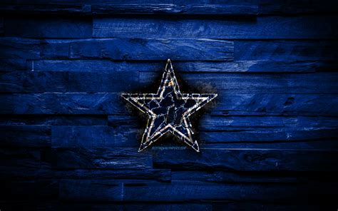 Download Wallpapers Dallas Cowboys 4k Scorched Logo Nfl Blue Wooden