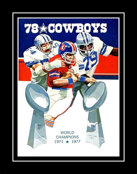 Vintage 1977 Football Program Poster Dallas Cowboys Wall Art T Nfl