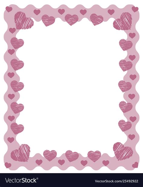 Pink Zig Zag Frame Border With Red Pink Hearts And