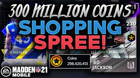 Insane 300 Million Coin Shopping Spree Madden Mobile 21 Youtube