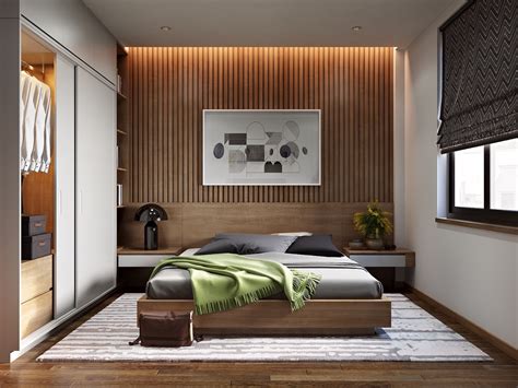 25 Beautiful Examples Of Bedroom Accent Walls That Use Slats To Look