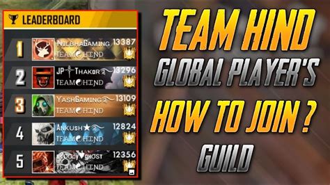 Freefire live road to 1m family #freefire. HOW TO JOIN TEAM HIND OFFICIAL GUILD FREE FIRE INDIA - YouTube