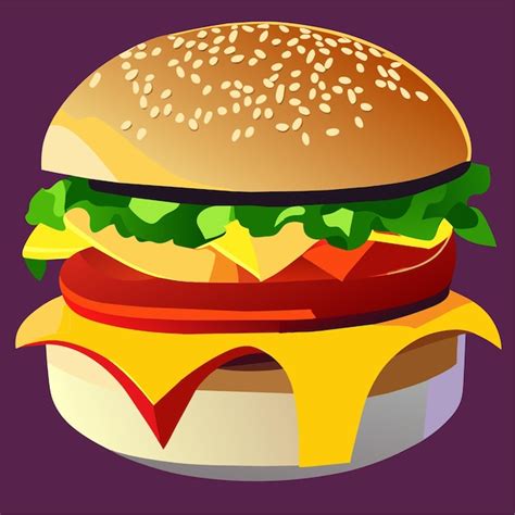 Premium Vector Hamburger Or Cheeseburger With Meat And Cheese Or