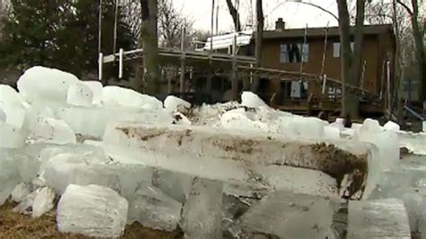 Ice Shoves Creep Onto Lake Winnebago Shore