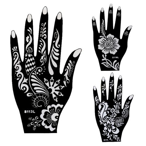 10pcs Large Henna Tattoo Stencilsflower Glitter Airbrush Mehndi Indian