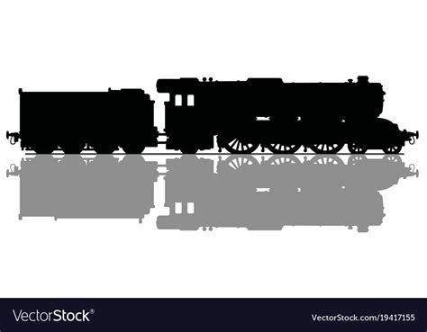 The Black Silhouette Of A Vintage Steam Locomotive