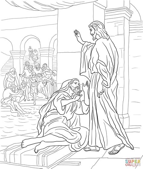 Jesus Heals A Man By The Pool Coloring Page Coloring Home