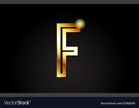 Gold Alphabet Letter F Logo Icon Design Royalty Free Vector