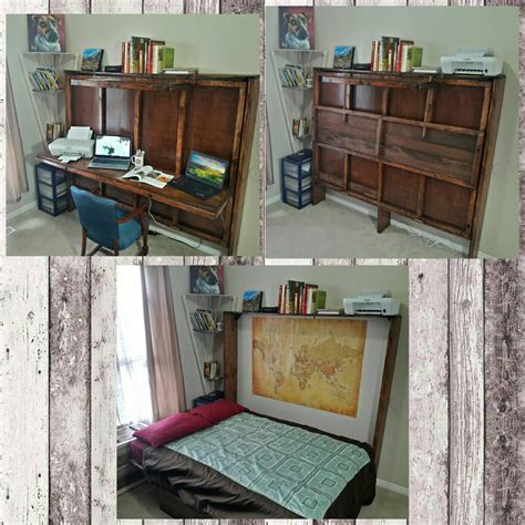 Full murphy bed with desk. Hide A Bed Desk. Murphy Bed. All wood handmade. Can | Etsy