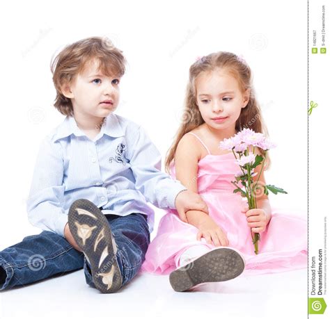 Little Boy And Girl In Love Stock Image Image Of Cute