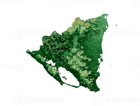 Nicaragua Topographic Map 3d Realistic Map Color 3d Illustration
