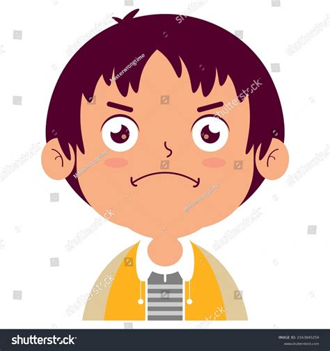 Boy Angry Face Cartoon Character Stock Vector Royalty Free 2163845259