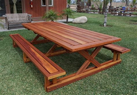 Chris S Picnic Table With Attached Benches Foreverredwood Com