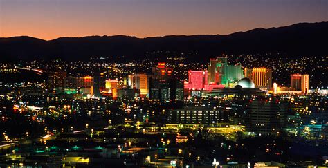 Reno Nevada Skyline At Dusk Photograph By Theodore Clutter